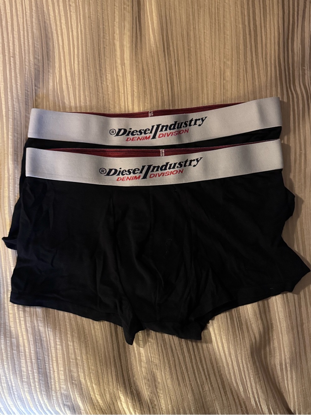 Diesel Industry Black Boxer Briefs with White Waistband — 2-Pack